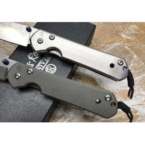 ChrisV Little Sand Folding Knife with Titanium Handle (Plain Edge)
