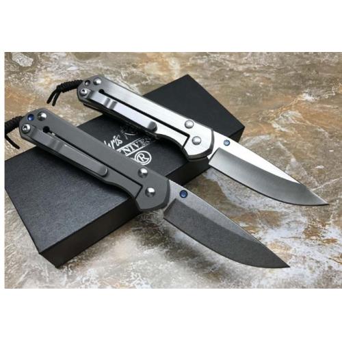ChrisV Little Sand Folding Knife with Titanium Handle (Plain Edge)