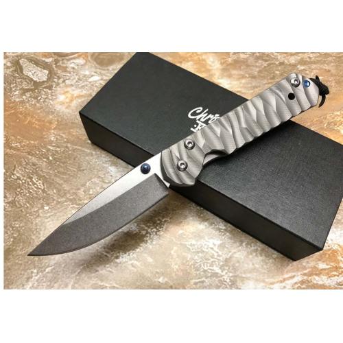 Chris Reeve Small Sebenza Titanium Folding Knife (Wave Pattern Design)