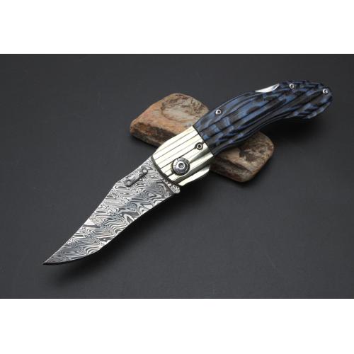 Imported Blue Demon Damascus Folding Knife