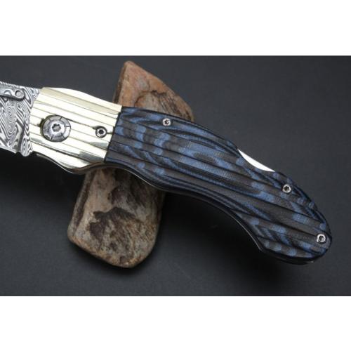 Imported Blue Demon Damascus Folding Knife