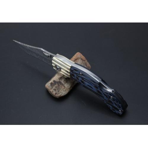 Imported Blue Demon Damascus Folding Knife