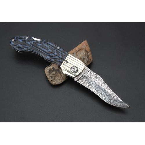 Imported Blue Demon Damascus Folding Knife