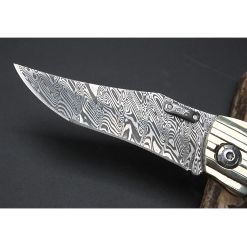 Imported Blue Demon Damascus Folding Knife