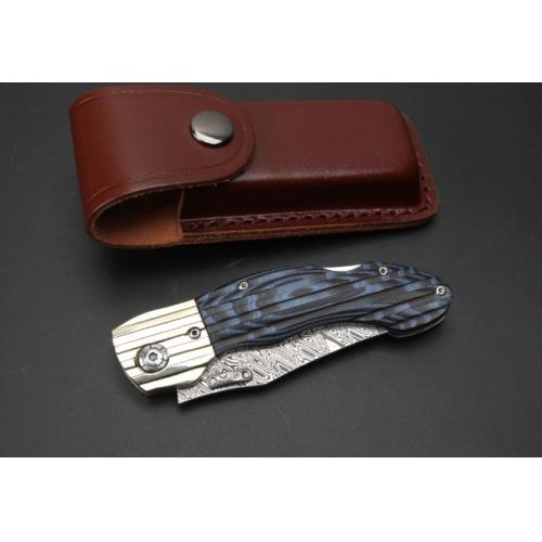 Imported Blue Demon Damascus Folding Knife