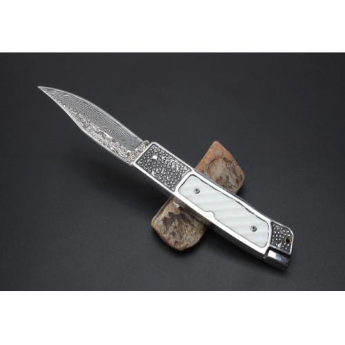 Solo Damascus Steel Folding Knife