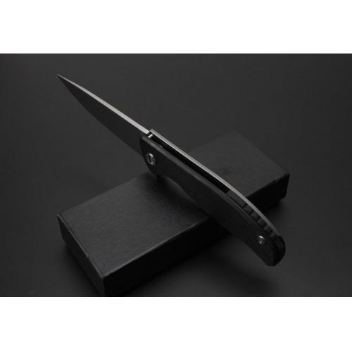 Bear Head Gen 2 Folding Knife (Steel Handle + G10) with Black Handle