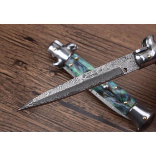9-Inch AKC Italian Stiletto with Damascus Bayonet Blade