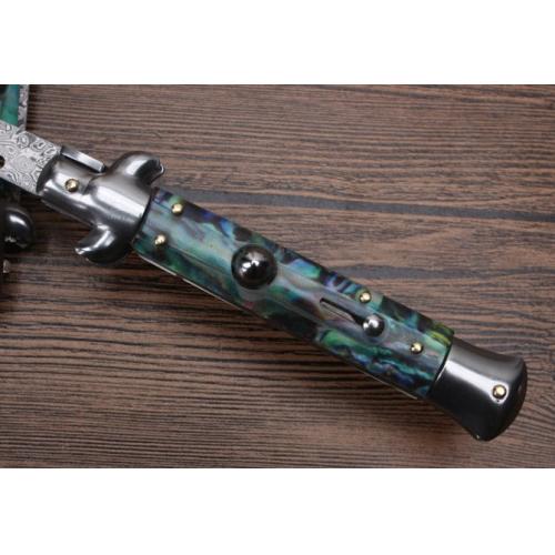9-Inch AKC Italian Stiletto with Damascus Bayonet Blade