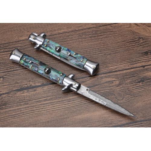 9-Inch AKC Italian Stiletto with Damascus Bayonet Blade