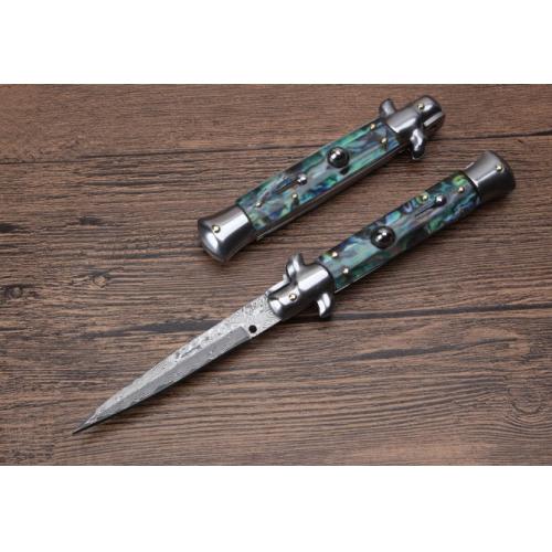 9-Inch AKC Italian Stiletto with Damascus Bayonet Blade