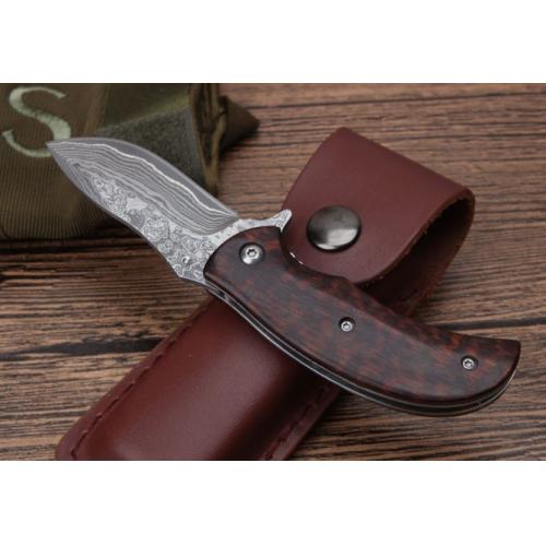 KJ-036 Snakewood Damascus Folding Knife