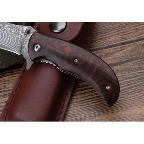 KJ-036 Snakewood Damascus Folding Knife