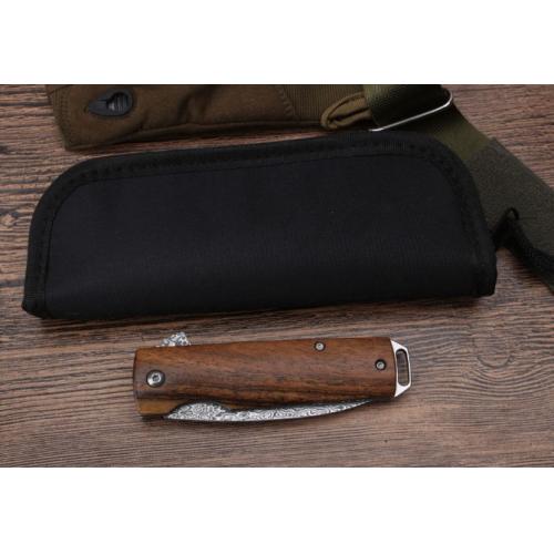 Damascus Folding Knife with Moscow Rosewood Handle (Model 099)