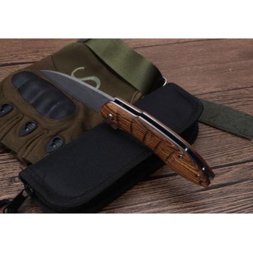 Moscow Rosewood Damascus Folding Knife (Model 006)