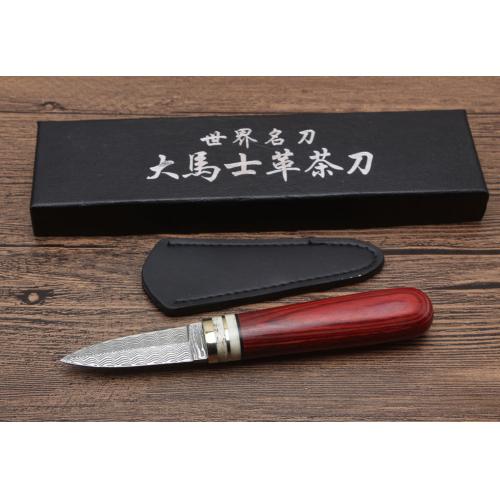 Vibrant Damascus Wood Tea Knife