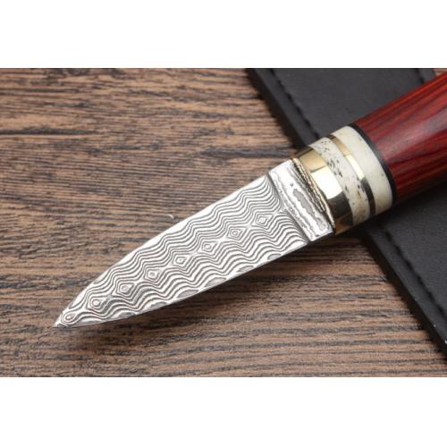 Vibrant Damascus Wood Tea Knife