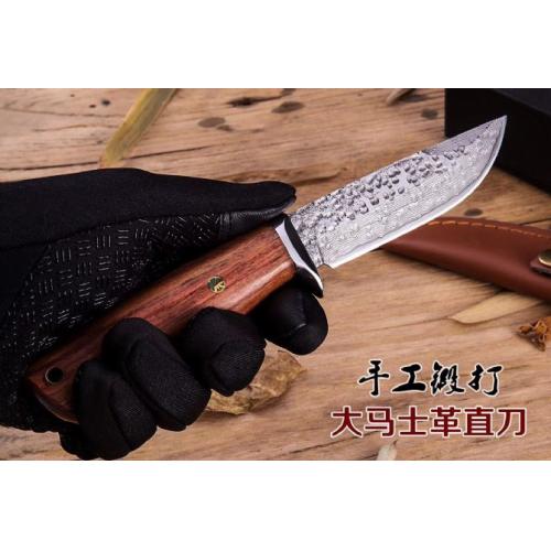 Polka Damascus Steel Fixed-Blade Knife