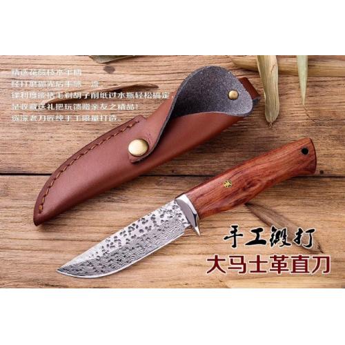 Polka Damascus Steel Fixed-Blade Knife