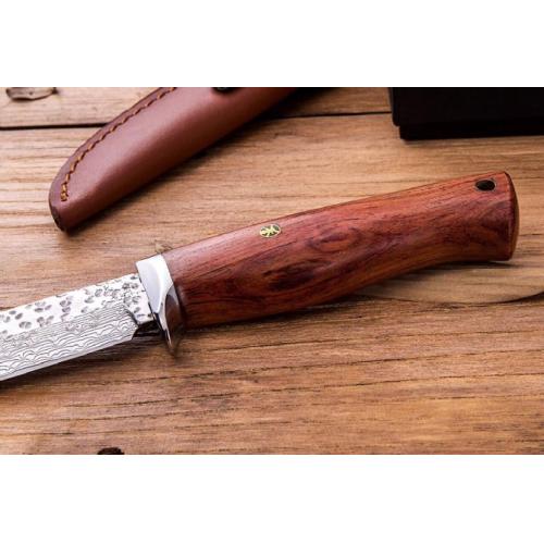 Polka Damascus Steel Fixed-Blade Knife