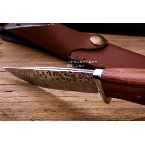 Polka Damascus Steel Fixed-Blade Knife