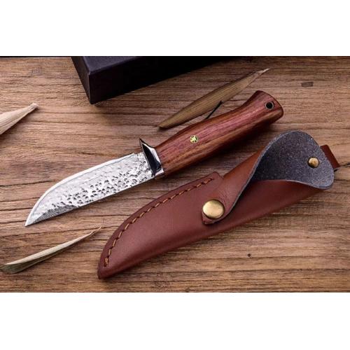 Polka Damascus Steel Fixed-Blade Knife