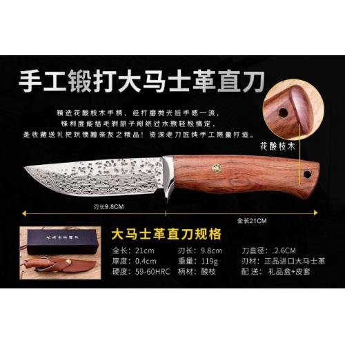 Polka Damascus Steel Fixed-Blade Knife