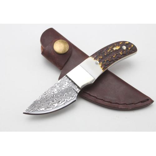 Damascus Antler Small Fixed Blade Knife