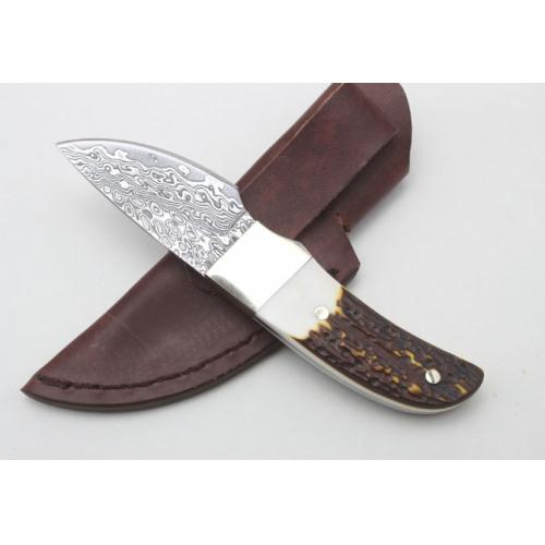 Damascus Antler Small Fixed Blade Knife