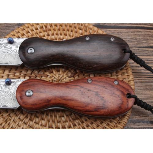 Mini Grenade Damascus Folding Knife
