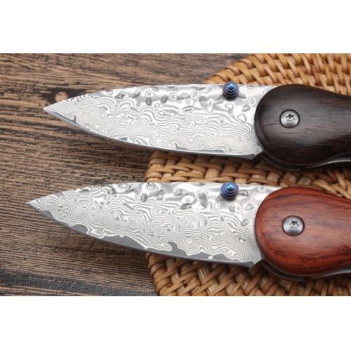 Mini Grenade Damascus Folding Knife