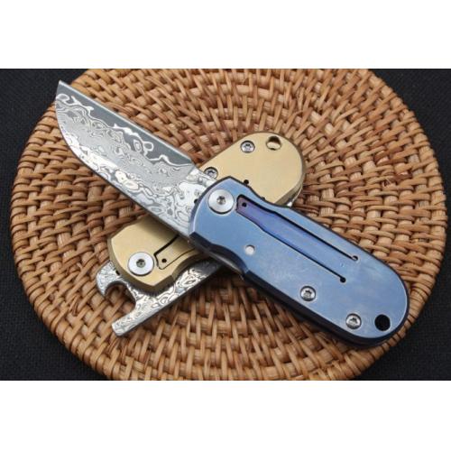 2018 Titanium Damascus Mini Grenade EDC