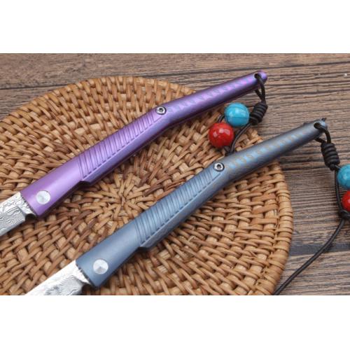 Water Wasp Damascus Folding Knife with Titanium Handle