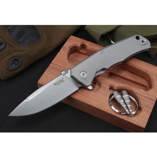 Steel Lion Titanium Folding Knife with Wooden Box