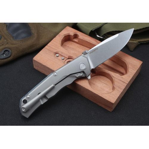 Steel Lion Titanium Folding Knife with Wooden Box
