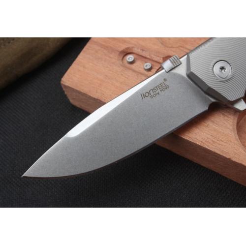 Steel Lion Titanium Folding Knife with Wooden Box