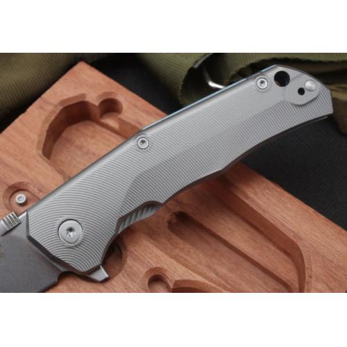 Steel Lion Titanium Folding Knife with Wooden Box