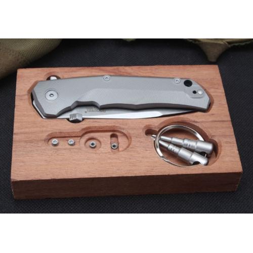 Steel Lion Titanium Folding Knife with Wooden Box