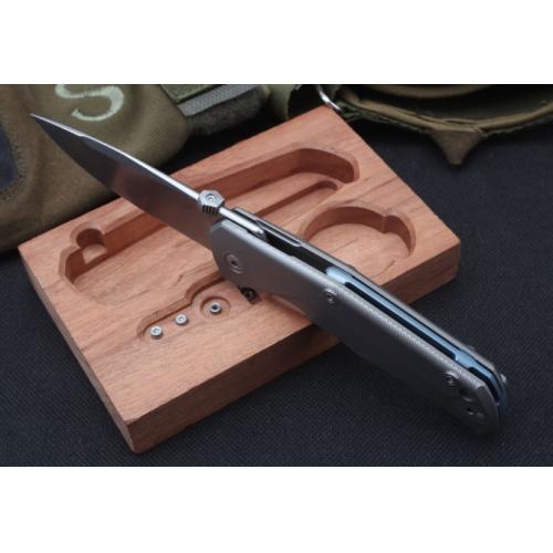 Steel Lion Titanium Folding Knife with Wooden Box