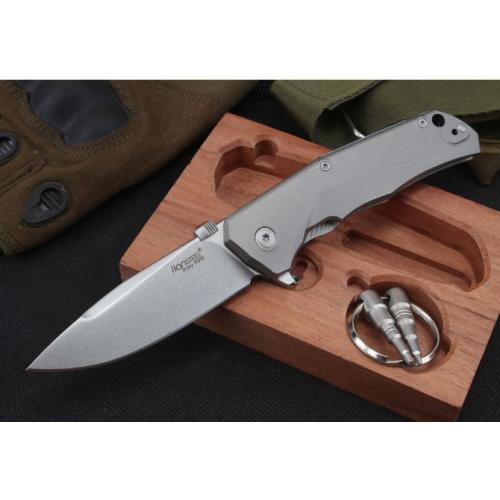 Steel Lion Titanium Folding Knife with Wooden Box