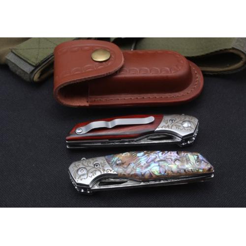 Woodpecker Damascus Folding Knife