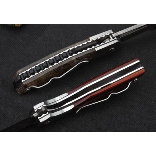 Woodpecker Damascus Folding Knife
