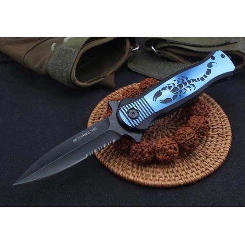 Black Scorpion Quick-Open Folding Knife