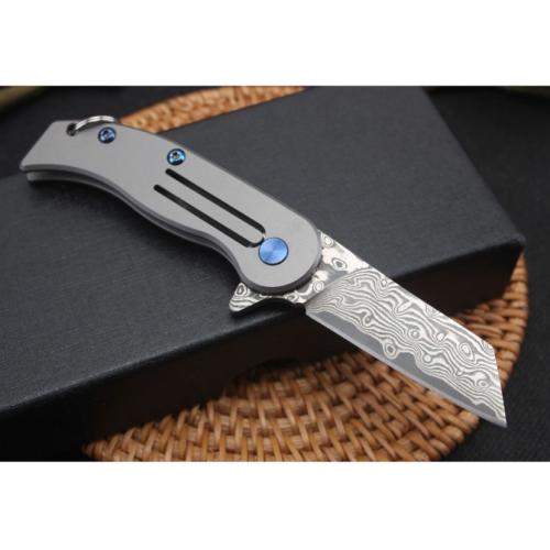 Damascus Quick-Open Piggy Keychain Knife