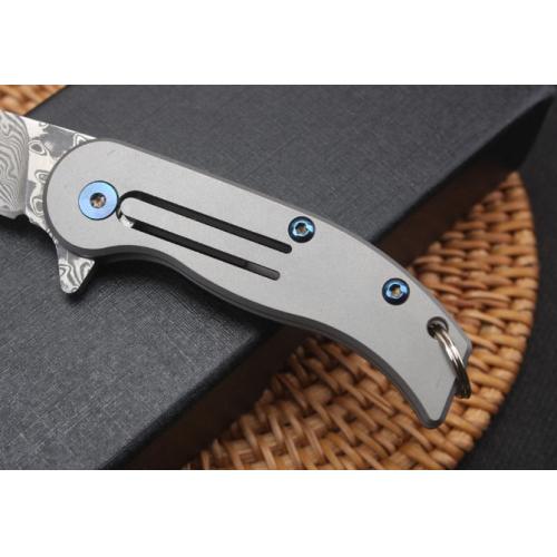 Damascus Quick-Open Piggy Keychain Knife