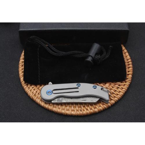Damascus Quick-Open Piggy Keychain Knife