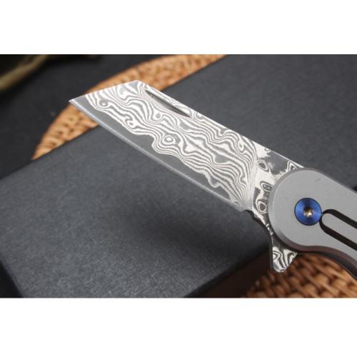 Damascus Quick-Open Piggy Keychain Knife