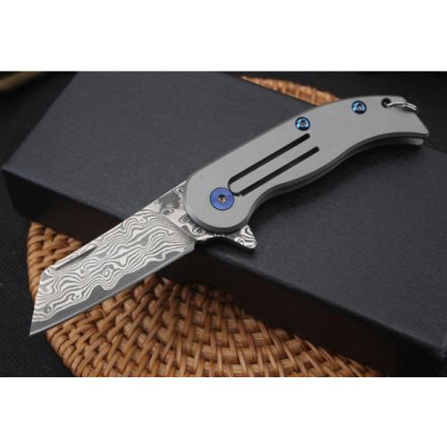 Damascus Quick-Open Piggy Keychain Knife