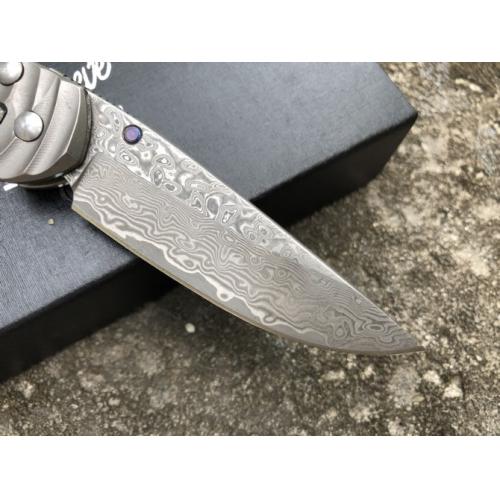 ChrisV Damascus Titanium Folding Knife (Wave Design)