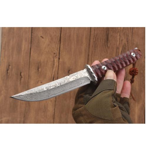 Round Tip Red Sandalwood Damascus Samurai Sword